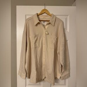 NWT Aerie Lumber Jane Neutral Fleece Button Down Shacket Size XXL